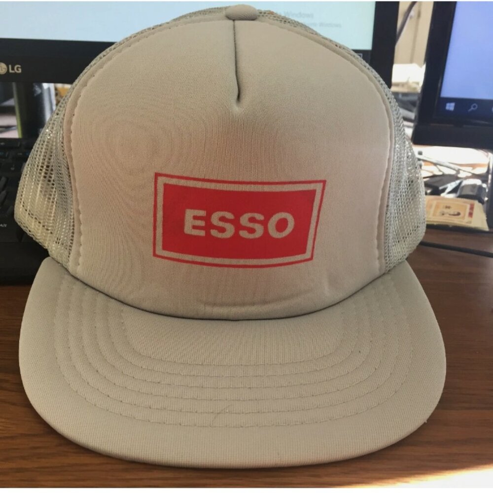 Vintage ESSO Grey Snap Back Baseball Trucker Cap Collectible Hat Unisex
